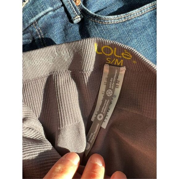 Lole gray/ light purple seamless ruched leggings S/M - Picture 2 of 6